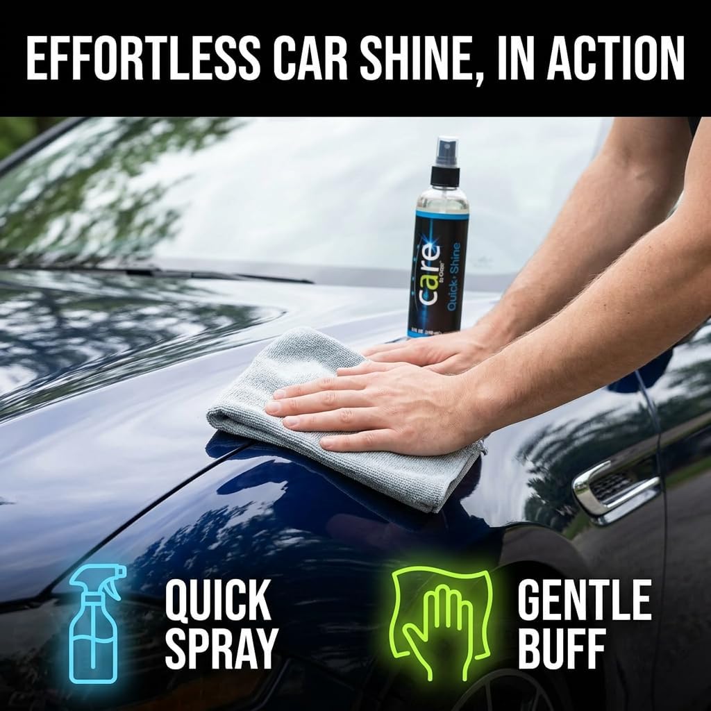 Travel Kit, Automotive Car Accessories and Cleaning Supplies, 4-Piece Set with Car Shampoo and Quick-Shine Polish, and 2 Microfiber Towels