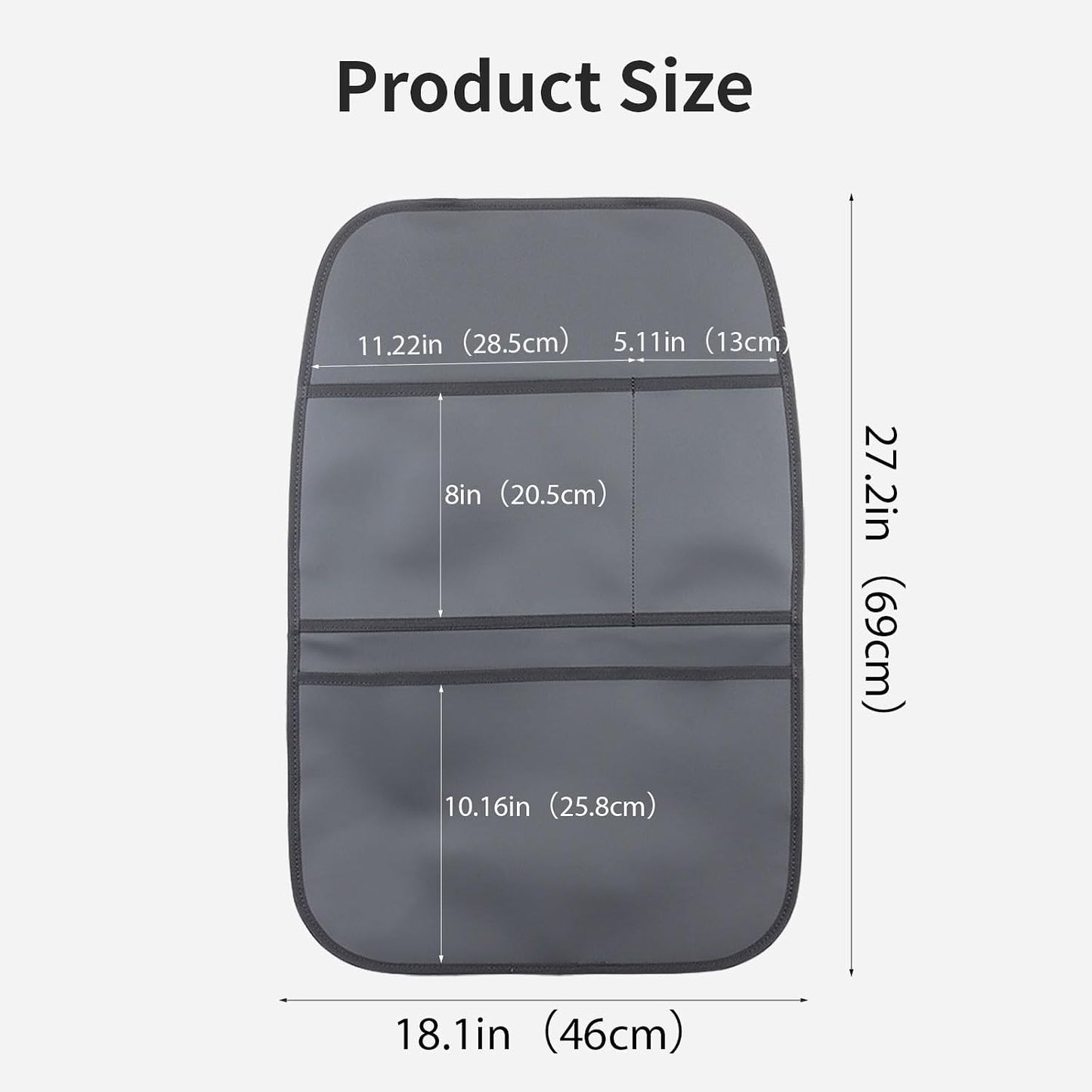 Kick Mat Back Seat Protector Waterproof Leather Car Seat Back Organizers Cover with 3 Storage Pockets for Kids Pets SUV Sedan Minivan Truck Car Travel Accessories (Black 2-Pack)