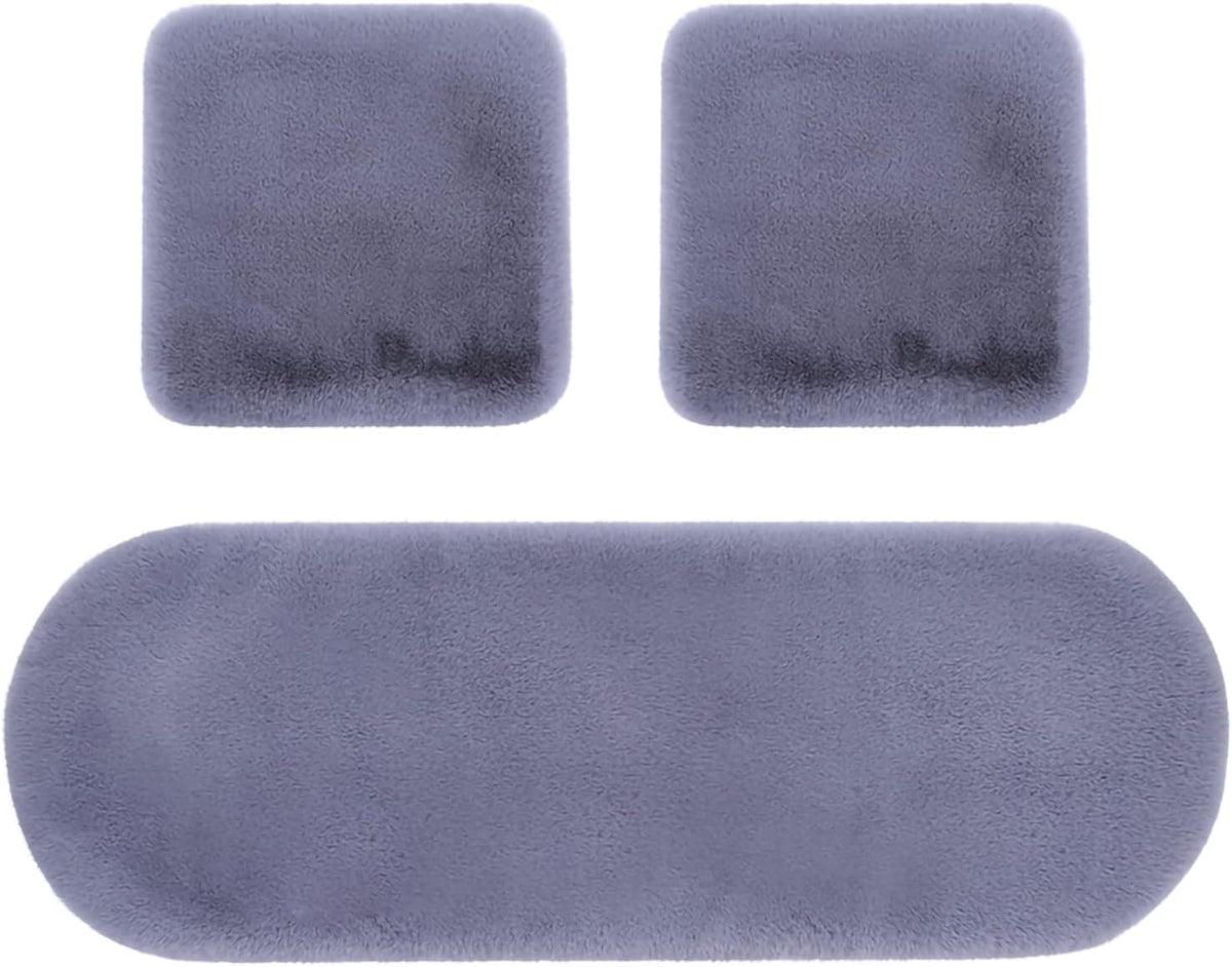 1 Set 3 pcs Soft Fluffy Auto Seat Cover Faux Wool Auto Front & Back Seat Pad Car Seat Cover Protector Cushion Soft Warm for Winter Mat Universal Fit (Gray)