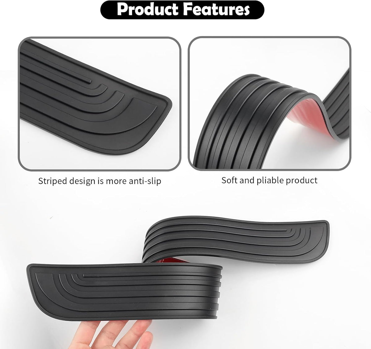 4PCS Car Door Edge Guards with 2.36" Width,Rubber Car Door Sill Protector for Doors Sills Anti-Scratch Protection,Universal Waterproof Doors Sill Protectors for Vehicles