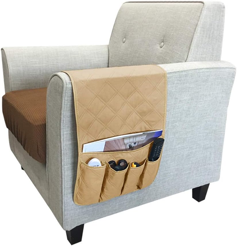 IPENNY Couch Sofa Armrest Organiser Chair TV Remote Holder Bed Storage Pocket Bag for Cellphone Tablet Notepad Book Magazines DVD Eyewears Drinker Snacks Holder Pouch