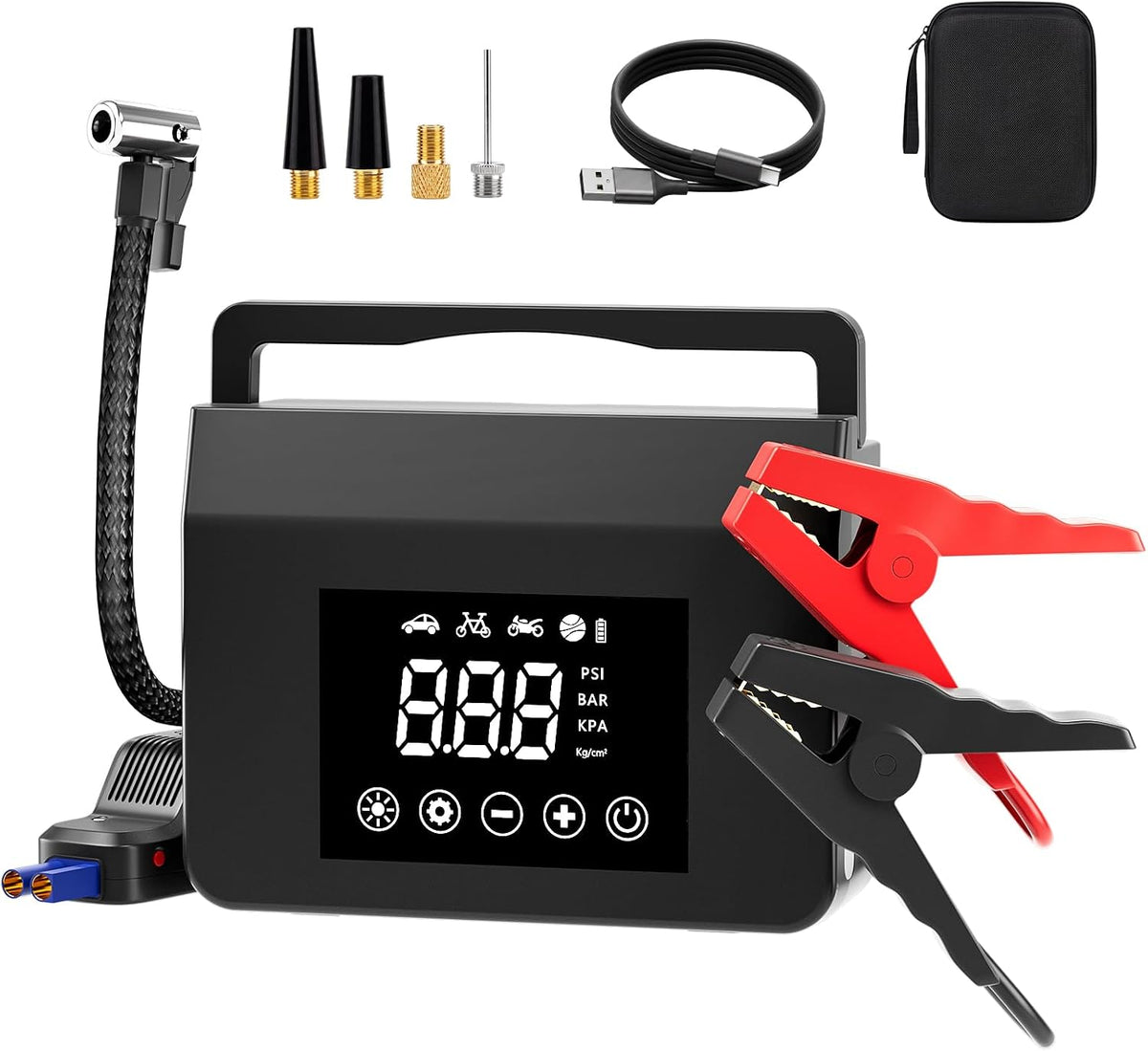 Portable Car Battery Jump Starter 4000A,4-in-1 150PSI Air Compressor