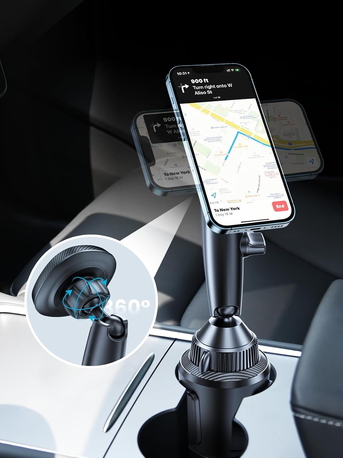 EXELIQ Magnetic Cup Holder Phone Cradle for Magsafe, Flexible Tri-Pivot Arm