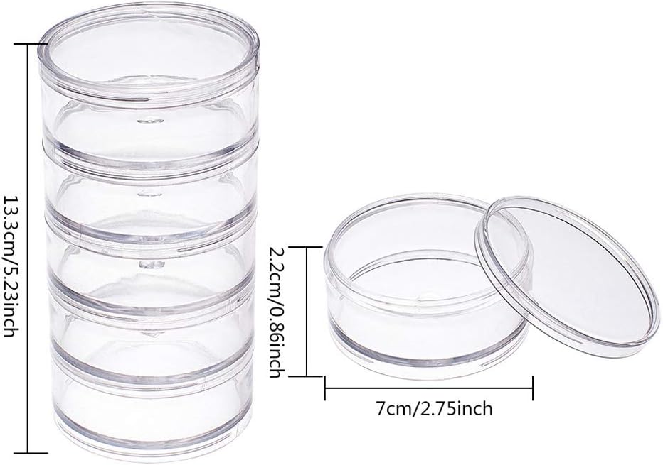 BENECREAT 60ML Stackable Round Plastic Containers 4 Column(5 Layer/Column) Bead Storage Jars for Beads, Buttons, Crafts and Small Findings