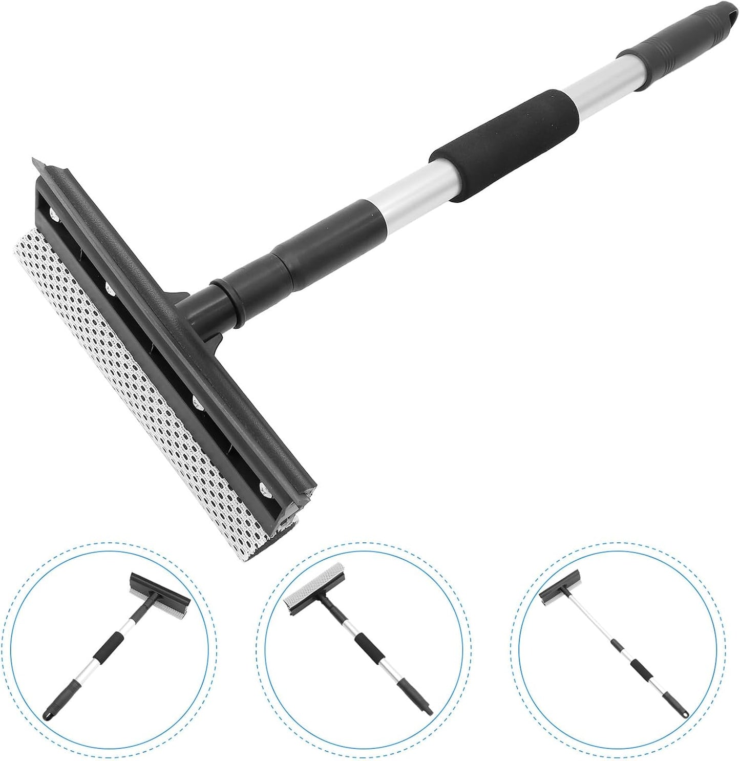 Yardwe Telescopic Stainless Steel Dual-Sided Car Squeegee with Extendable Handle for Windshield and Window Screen Cleaning, Automotive Glass Washer for Efficient Exterior Care