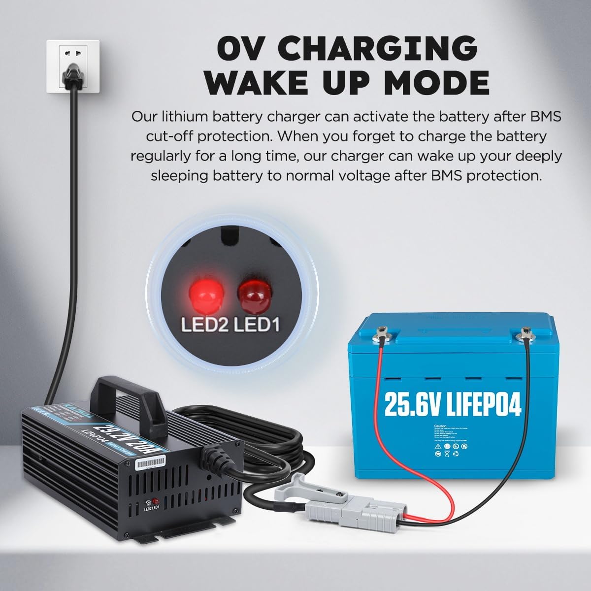 24V 20A Lithium Battery Charger 29.2V LiFePO4 Battery Charger 24 Volt Lithium Charger 0V Wake Up LiFePO4 Charger with Indicator, 3 Connectors for 25.6V LiFePO4 Battery of RV, Boat,Truck, Marine, Solar