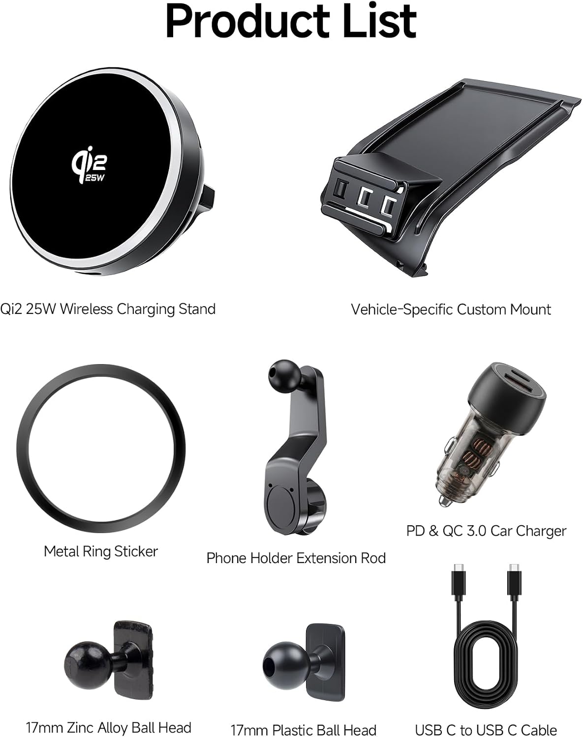 Qi2.2 25W Wireless Charger Car Phone Mount for Dodge Ram 1500 2019-2026