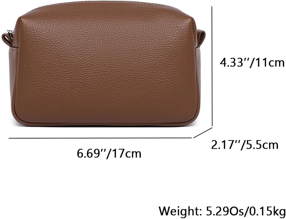 Travel Makeup Bag, Ring Clasp Wristlet Organizer (Toffee Brown)