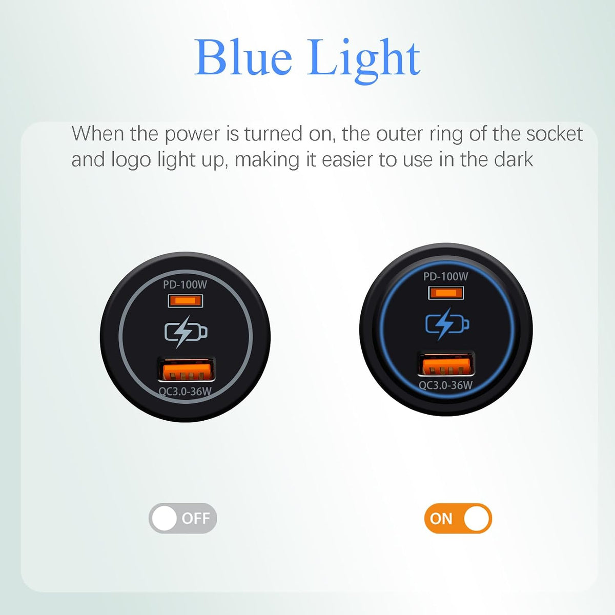 100W Dual USB Car Charger Socket PD100W QC3.0 Fast Charging Type C & Type A Ports 12V/24V Compatible for Cars Trucks RVs Boats Marine (PD100W QC3.0)