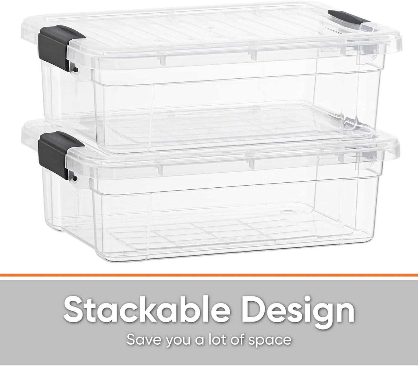Superio Clear Plastic Storage Bins with Lid, 4.5 Quart Box, Organizing Containers, Stackable Plastic Tote for Home, Garage, Dorm, School, and Office