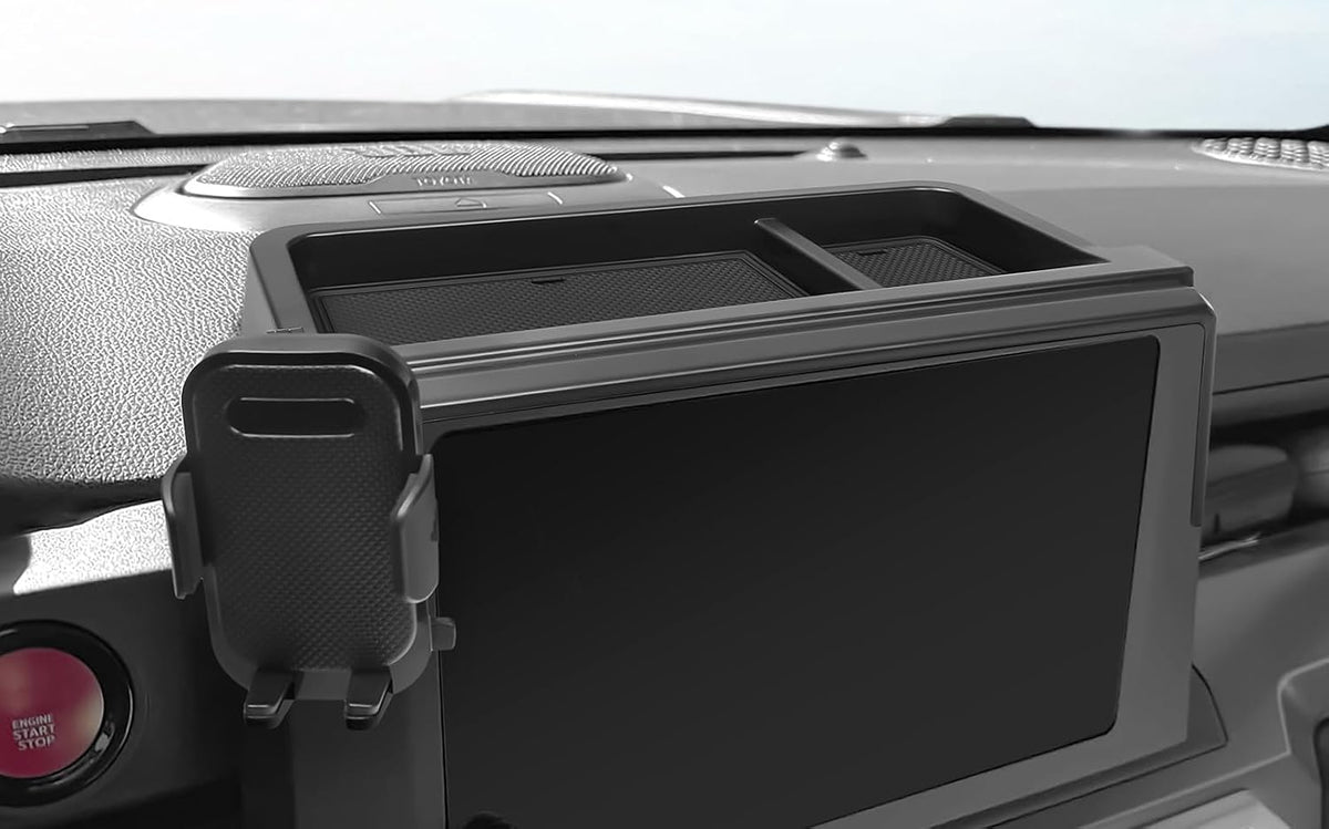 Car Phone Holder with Dashboard Storage Box for Toyota Tacoma 2024 2025 2026 & 4Runner 2025 2026 Accessories (Only for 8 Inch Screen) Cell Phone Mount Center Console Screen Dash Organizer Tray