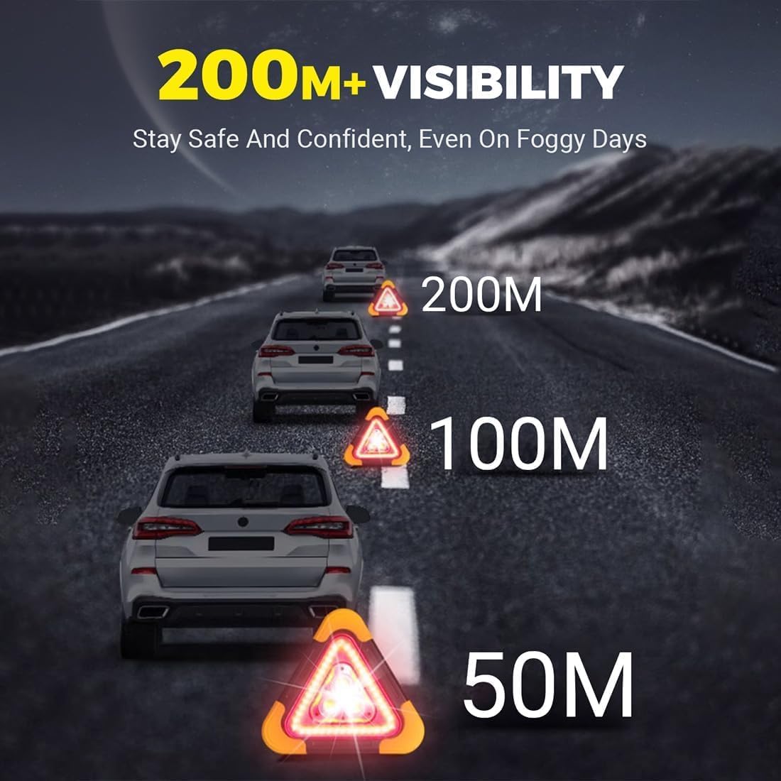 3-in-1 Solar Emergency Triangle Warning Light at the Roadside, USB Rechargeable Led Road Flares Power Bank, Waterproof Safety Triangle, with 4 Flash Modes for Car Truck Roadside (1PCS)