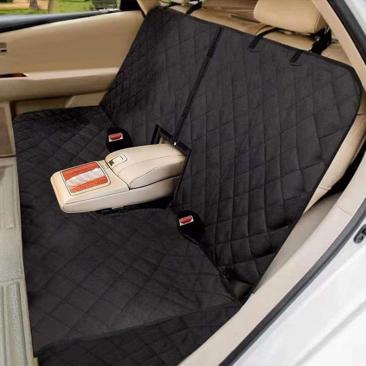 Bark Lover Dog Car Seat Cover for Back Seat, Waterproof Car Seat Protector, Non-Slip Backseat Cover for Dogs in Car, Armrest Compatible, Fits Most Cars SUVs & Trucks