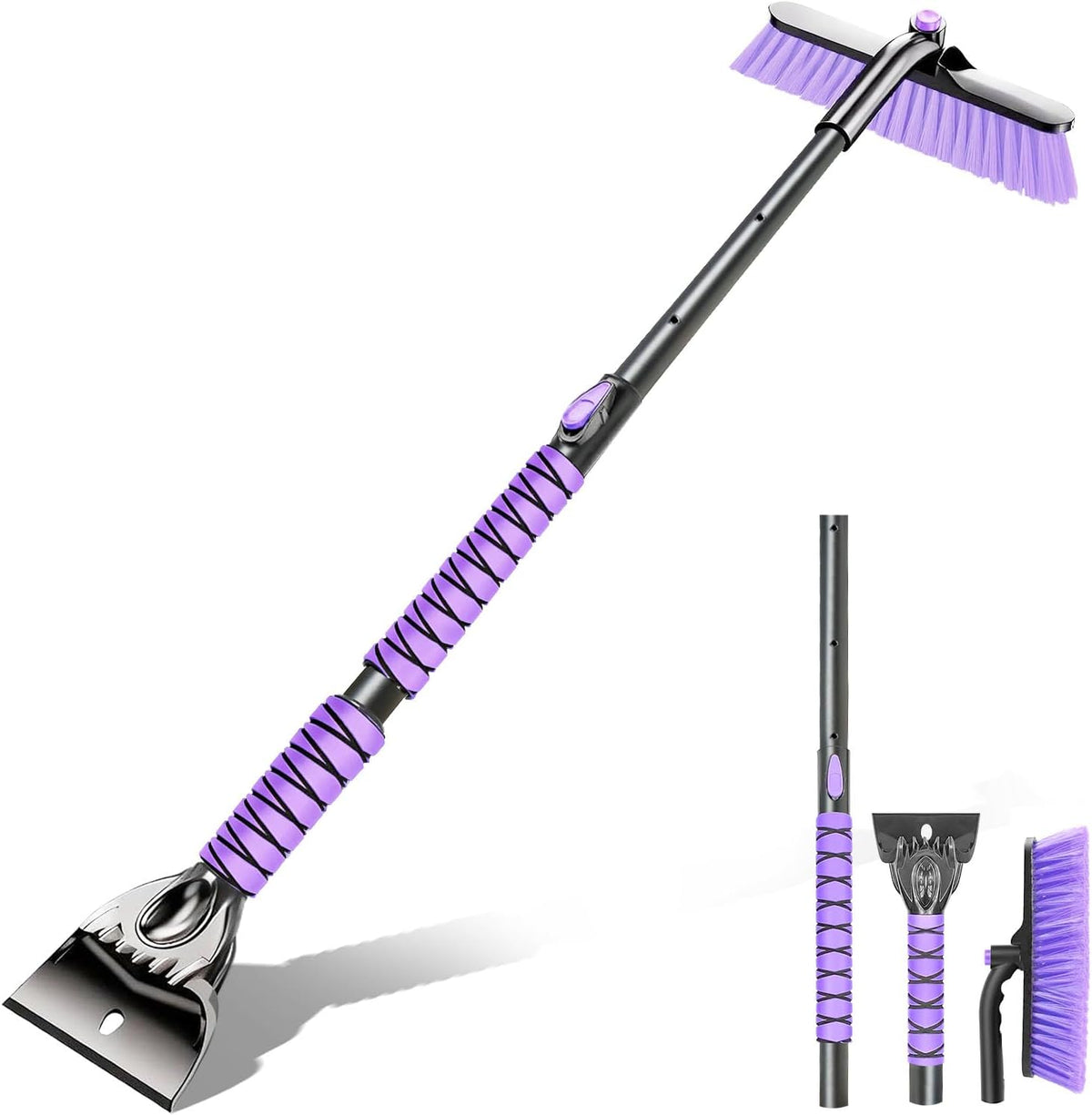 44 Inch Snow Brush with Ice Scraper for Car Windshield, Light Purple