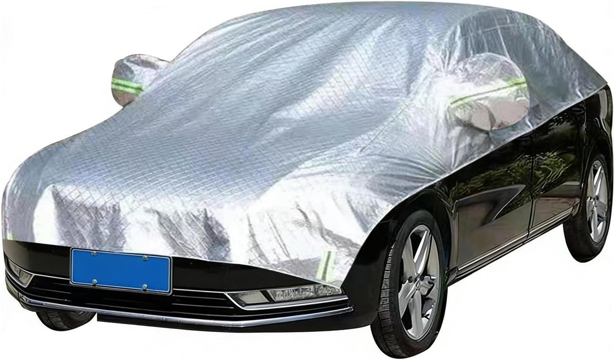 Waterproof & All-Season Half Car Cover,Full Coverage Protection for Windshields & Windows, Car Cover for Snow,Ice,Rain,Shading,Fit for Luxury Sedan.