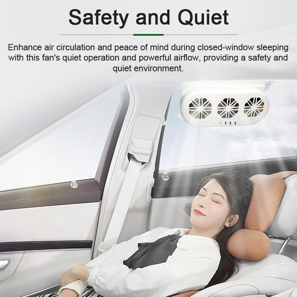 Shkalacar Car Solar Powered Window Exhaust Fan, Air Circulation Fan Ventilator Silent Air Vent Cooler Air Vent Radiator Fans for Backseat or Frontseat,Vehicle Ventilation Fan Independent Switch