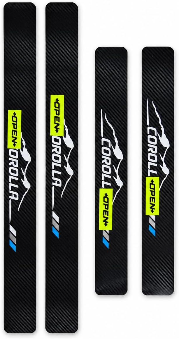 Corolla Sticker Door Sill Protector Compatible with Toyota Corolla Accessories | Carbon Fiber Scratch Guard (4 Door Sill Protectors Including 4 Reflective Door Stickers)