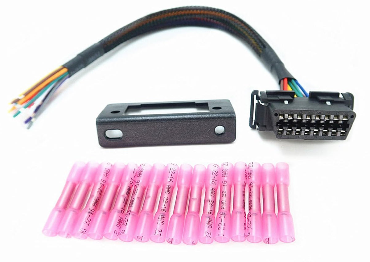 OBD2 J1962 Female to Open Pigtail Cable Bracket OBDii Port Replacement Cable 1ft/30cm