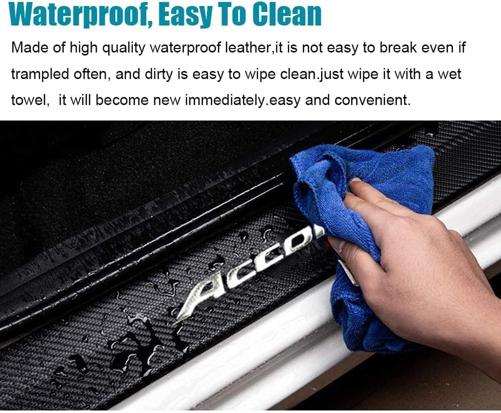Red Customized Model For Chevrolet Blazer Camaro Colorado Equinox Silverado 1500 Tahoe Traverse Trax Carbon Fiber Style Leather Door Sill Protector Scuff Plate Cover Guard Sills Protector Trim