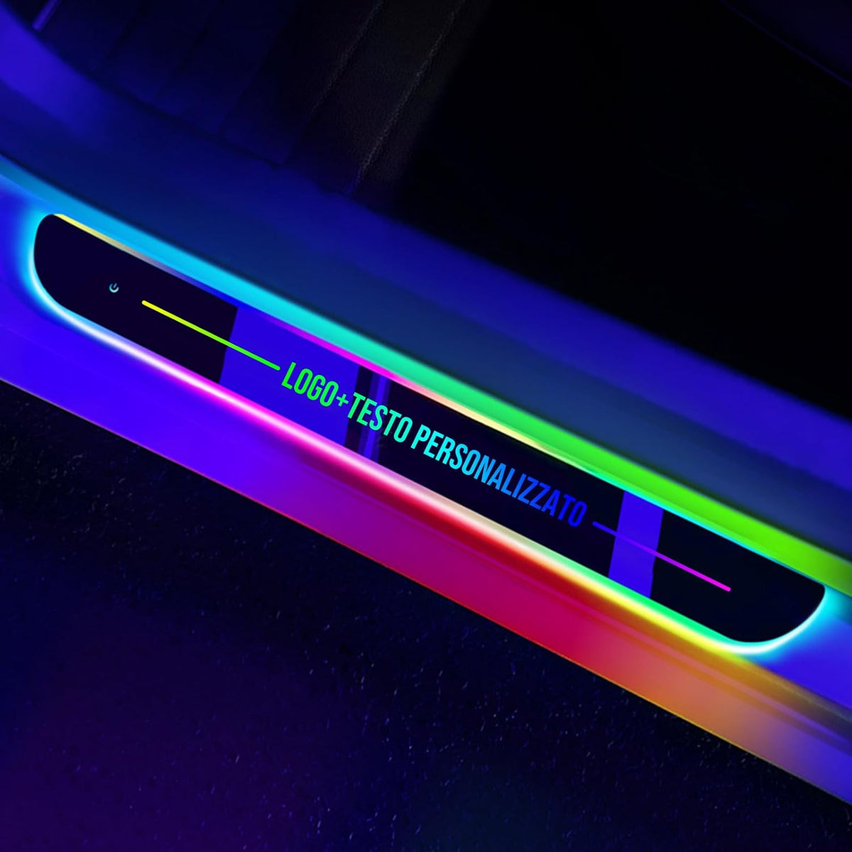 Custom Logo and Text Car Door Sill Lights Auto-Sensing, Personalized LED Welcome Gifts for Men Women, 7 Colors Adsorption Wireless Pedal Light for All Cars