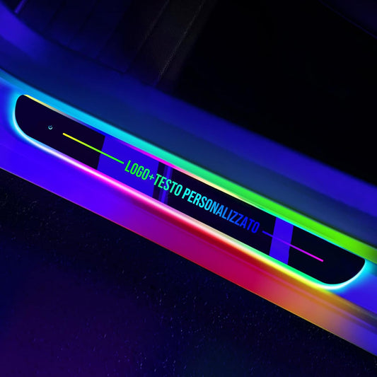 Custom Logo and Text Car Door Sill Lights Auto-Sensing, Personalized LED Welcome Gifts for Men Women, 7 Colors Adsorption Wireless Pedal Light for All Cars