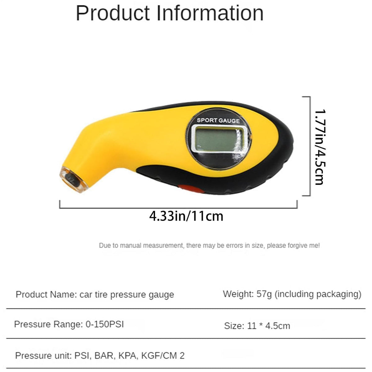 Digital Tire Pressure Gauge Backlit LCD Display Car Accessories