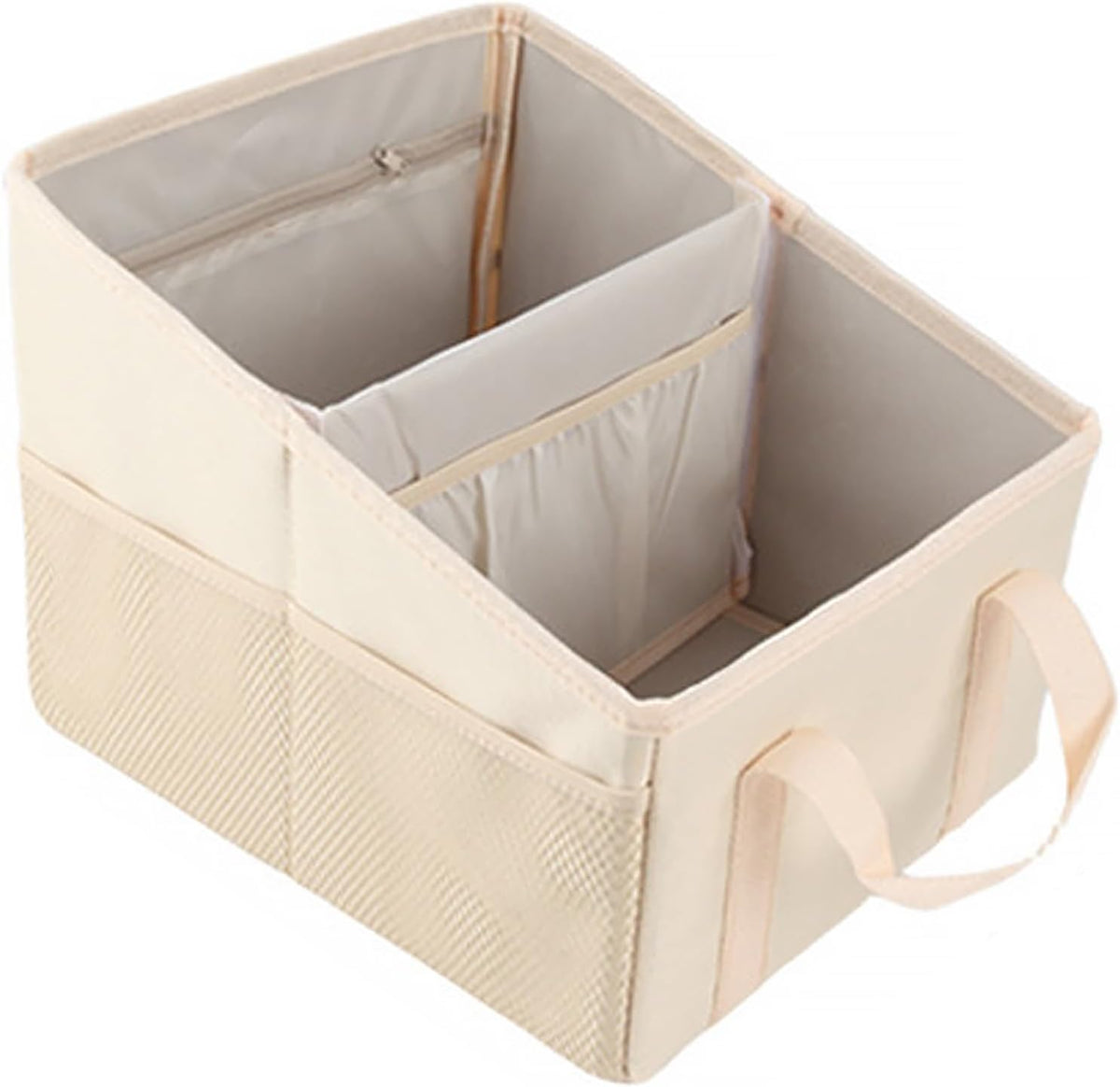 Trunk Organizer - Car Seat Organizer Front or Backseat Organizer for Travel, 16L Waterproof Foldable Car Organizer for SUV & Sedan, 1680D Oxford Polyester (cream-colored)