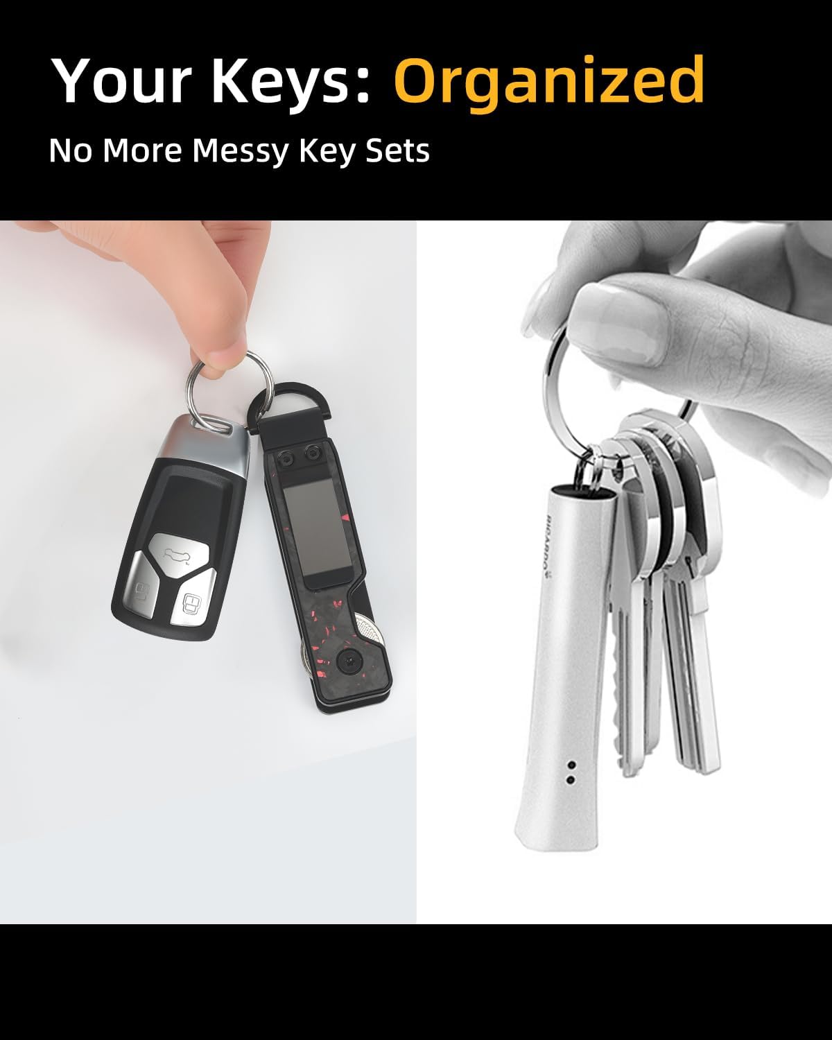 Keychain Key Holder Keychain Tile For Men/Women Key Finder Ring/Organizer for Car Keys Keyring Accessories 2-5 Keys
