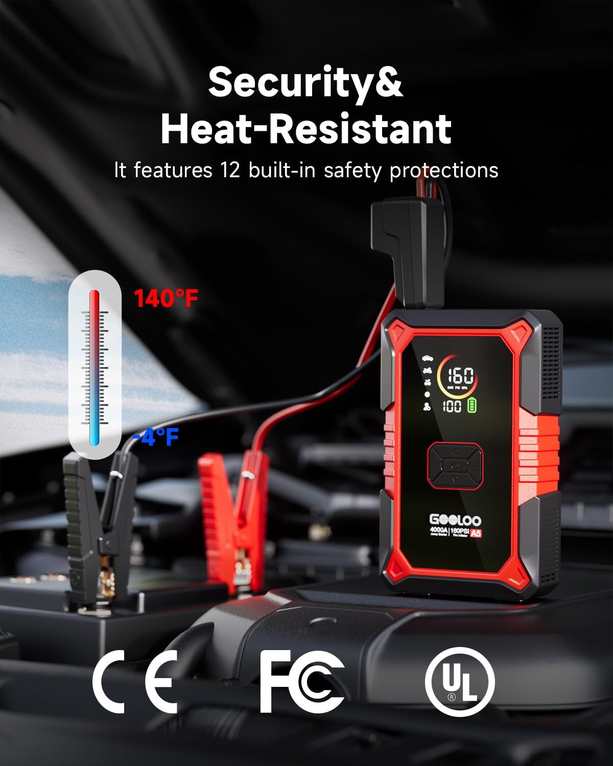 GOOLOO A5 Jump Starter with Air Compressor, 4000A Portable Jump Box