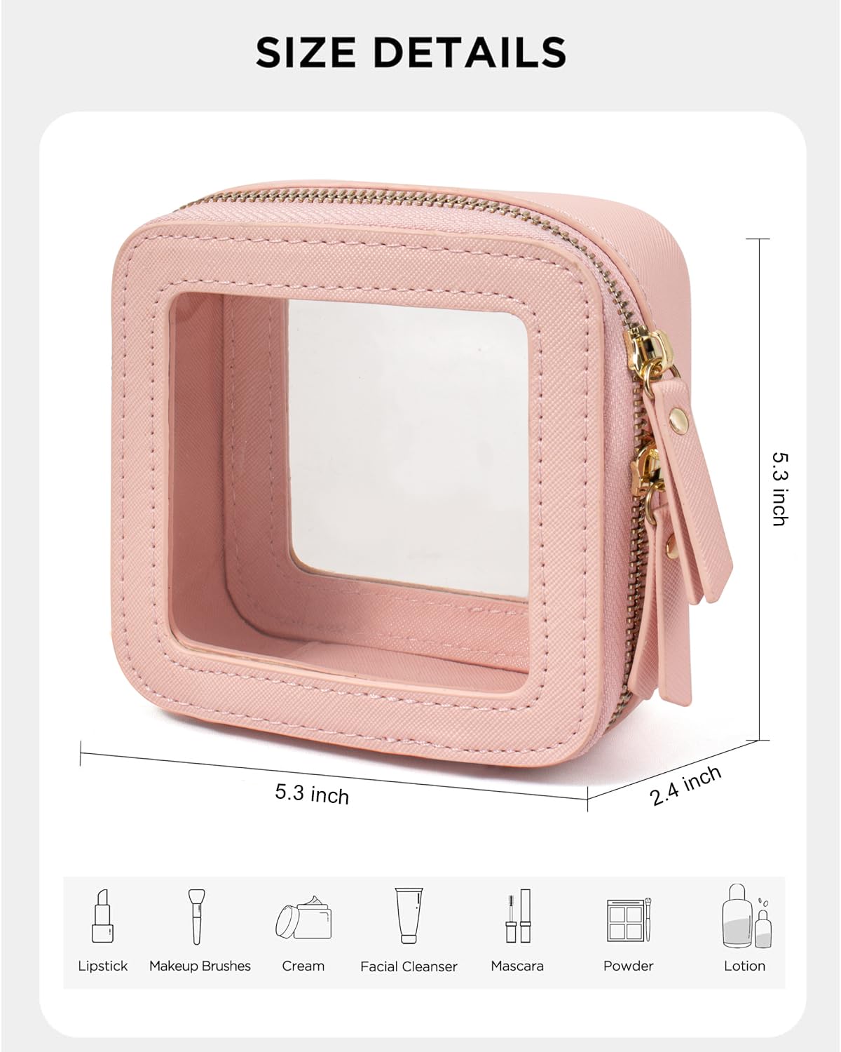 LETGO Sunscreen Makeup Bags for Beach, TSA Approved Toiletry Bag with Zipper,Mini Clear Comestic Bag Car Organizer Travel Size Toiletries Travel Essentials Pink Car Accessories For Women (Mini-Pink)