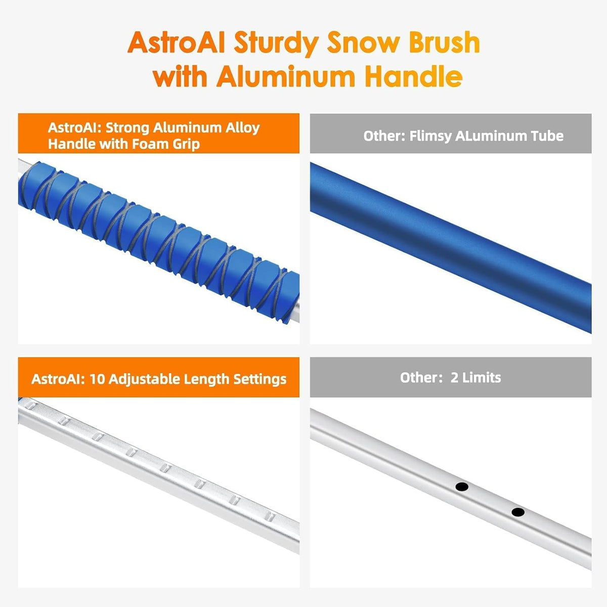 AstroAI 27'' Classic and 47.2'' Upgraded Ice Scraper with Squeegee(Blue)