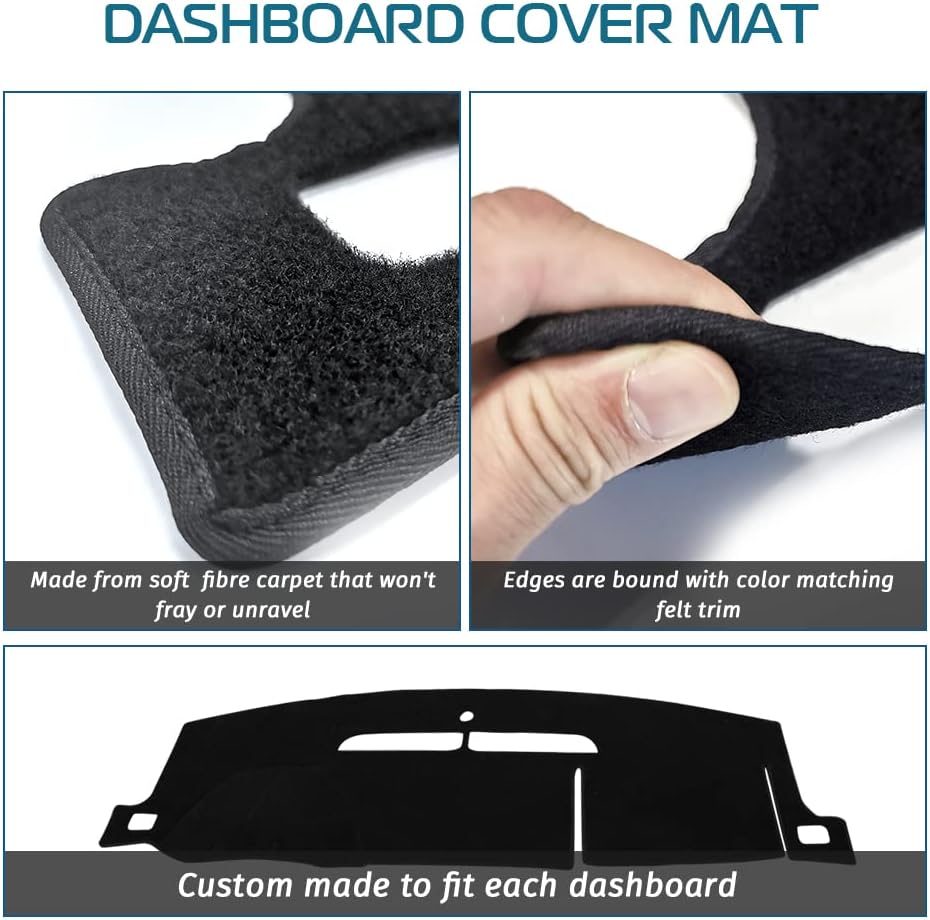 Black Dash Cover Fit Compatible with 2007-2014 Chevy Tahoe Avalanche Suburban GMC Yukon/2007-2013 Silverado LTZ GMC Sierra SLT,Dashboard Cover Carpet