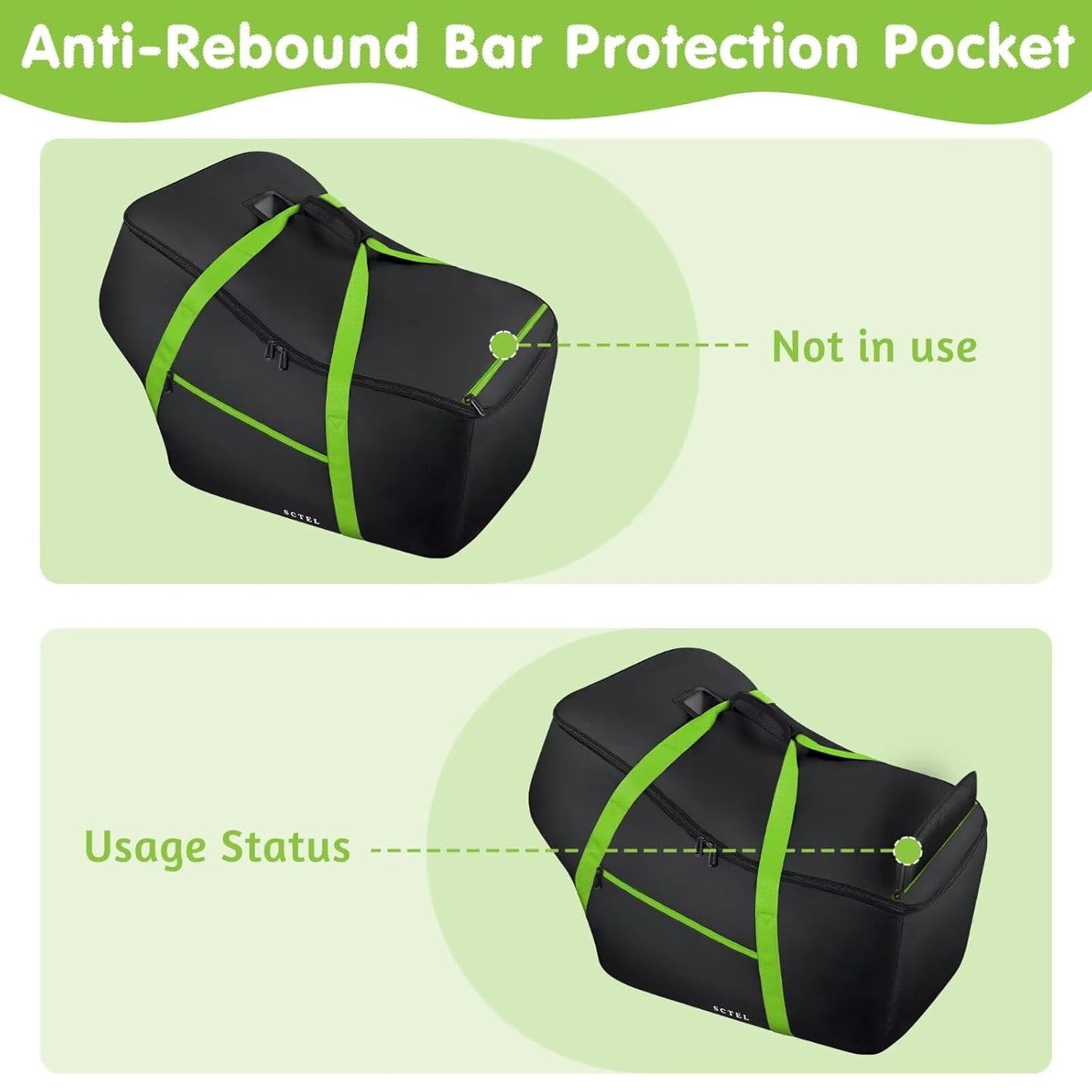 SCTEL Infant Car Seat Travel Bag - Fits Infant Car Seats with Anti-Rebound Bar Base, Car Seat Storage Bag, Car Seat Carrier for Airport, Water Dirt Tear Resistant, Baby Essentials