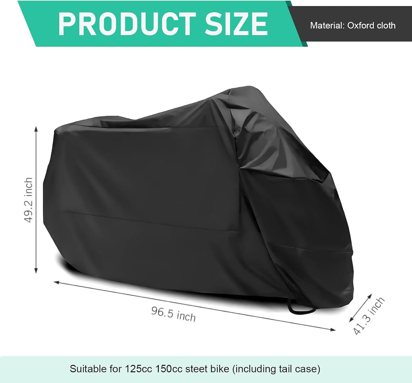 Motorcycle Covers, Waterproof Sunproof Dustproof Outdoors Motorbike Cover with Lock-Holes, All Weather Protection Vehicle Accessories, Fits Up to 104" Motorcycles, Electric Vehicle (Black)