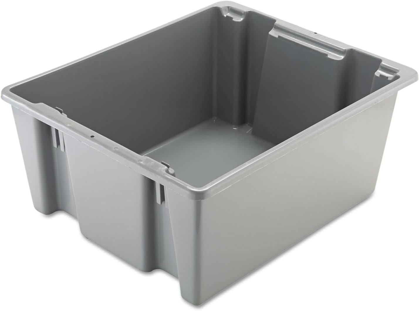 Rubbermaid Commercial Palletote Storage Stack and Nest Lid, 2 Cu. Ft, Gray Tote, for Warehouse/Garage/Cleaning/Maintenance