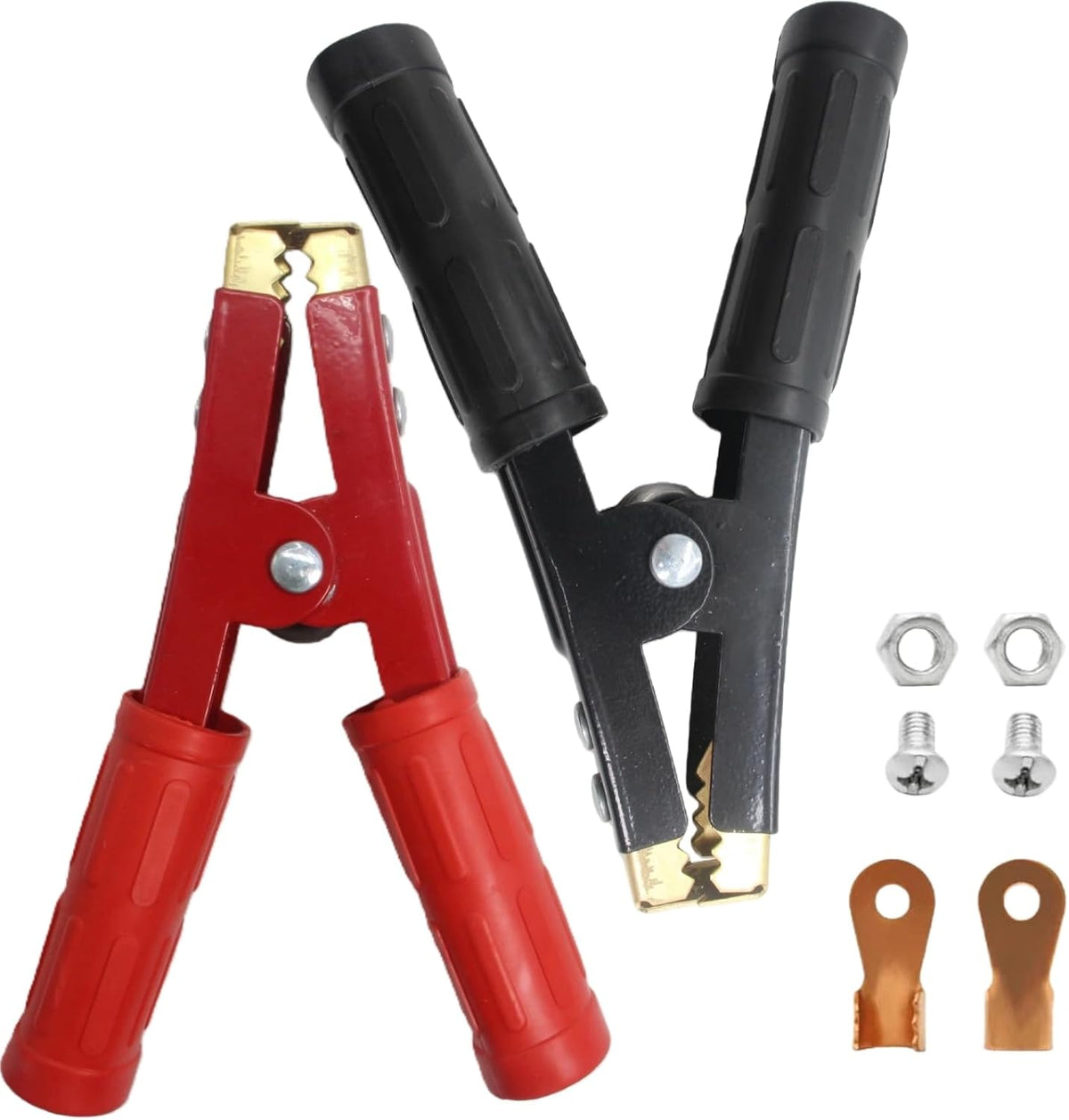 2PCS 1000A Heavy Duty Pure Copper Jumper Cable Clamps, Car Battery Charger Alligator Clips Replacement for Auto Vehicle Boat, 12V-24V Battery Booster Charging Ends (Red & Black)