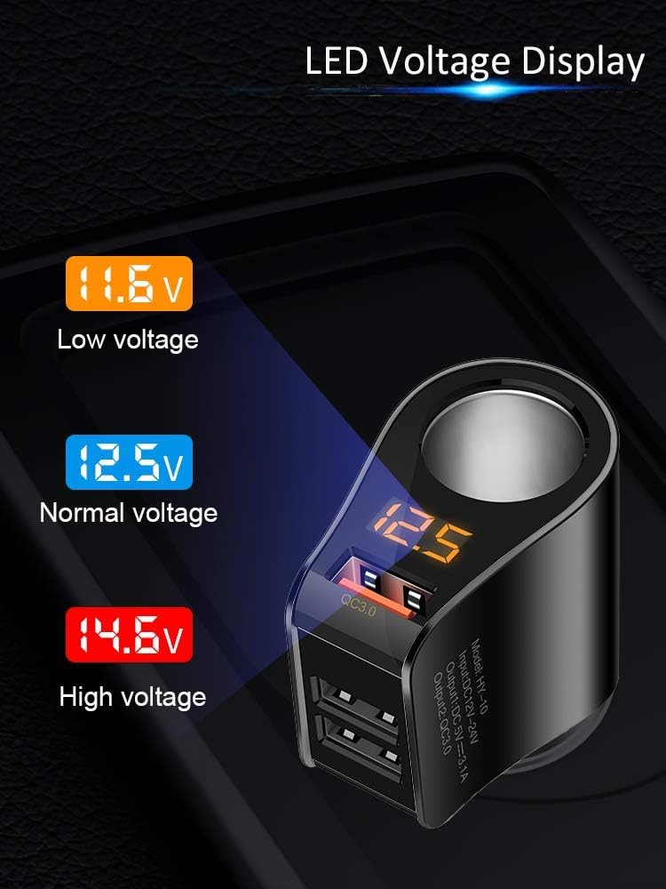 LIHAN 3 USB Car Charger,Fast Charging,Cigarette Lighter Adapter