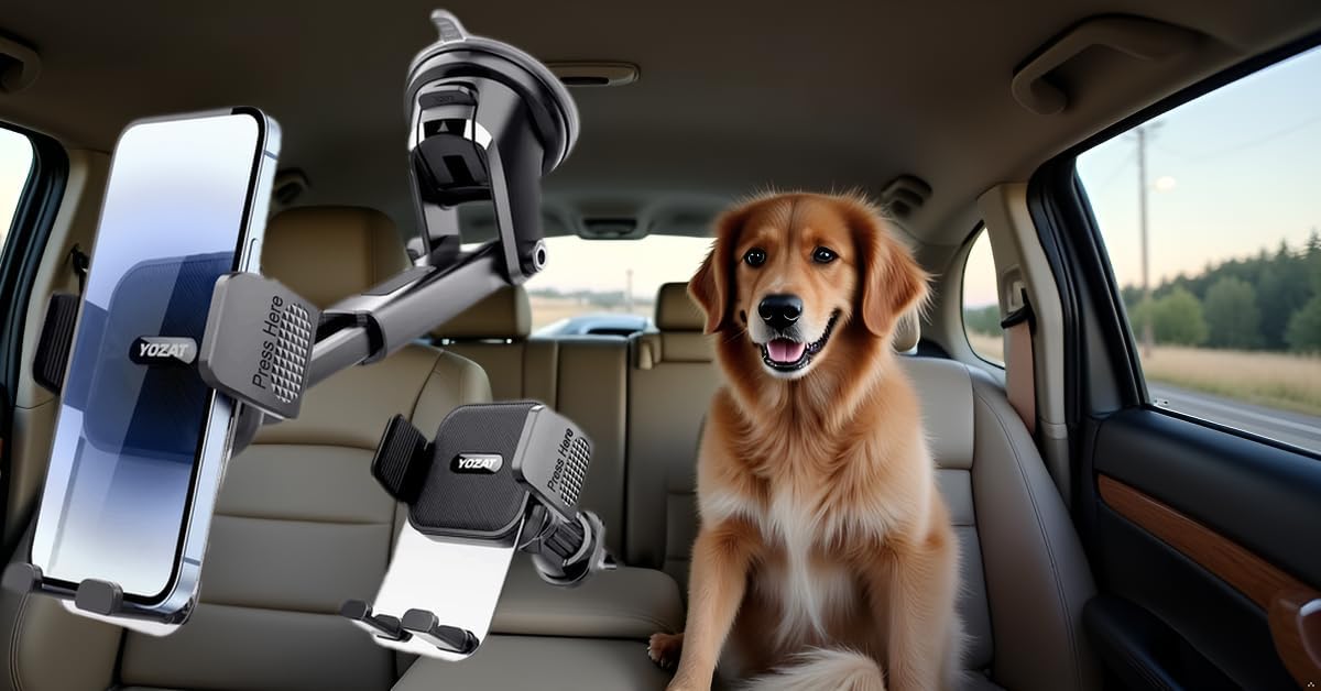 [2026 Upgraded Military-Grade Car Phone Holder Mount — Ultra-Stable Clamp Grip, 3-in-1 Dashboard/Windshield/Air Vent, One-Button Release — Heavy Duty Universal for iPhone & All Smartphones