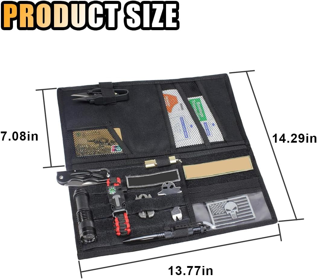 Tactical Molle Car Sun Visor Organizer, Large Molle Visor Panel Storage Pouch Holder, Tactical Gear Truck Storage Shelf, 600D Car Sunshade Storage Bag for Large Vehicle (Black)