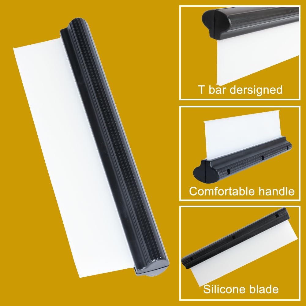 Car Squeegee,12 inch Silicone Automotive Water Wiper for Drying,Flexible Auto T-Bar Water Blade for Car,Windshield,Glass,Window,Bathroom (Black)