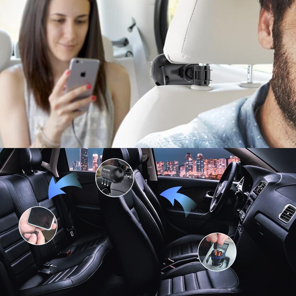 OHLPRO Multi Car Retractable Backseat 3 in 1 Car Charging Station Box