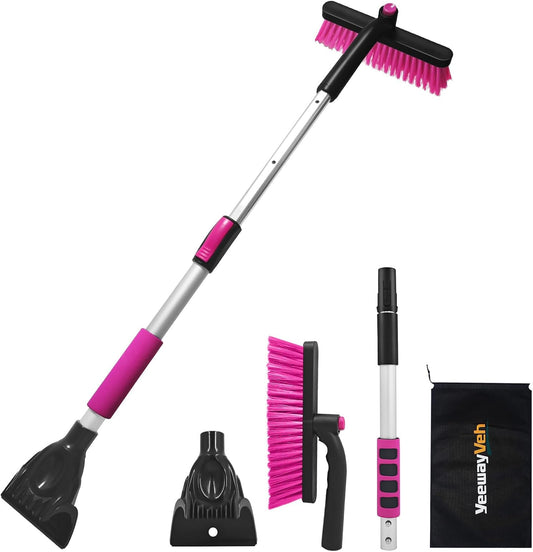 YeewayVeh 39in Car Snow Brush Ice Scraper 360° Rotating, Magenta Pink