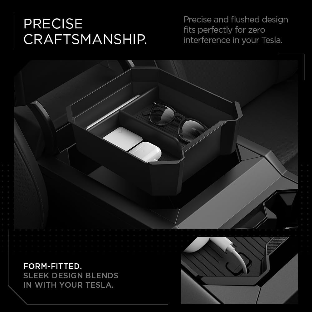 Spigen Center Console Organizer Tray Designed for Tesla Cybertruck Accessories 2026/2025/2024/2023 (Top) (Carbon Edition)
