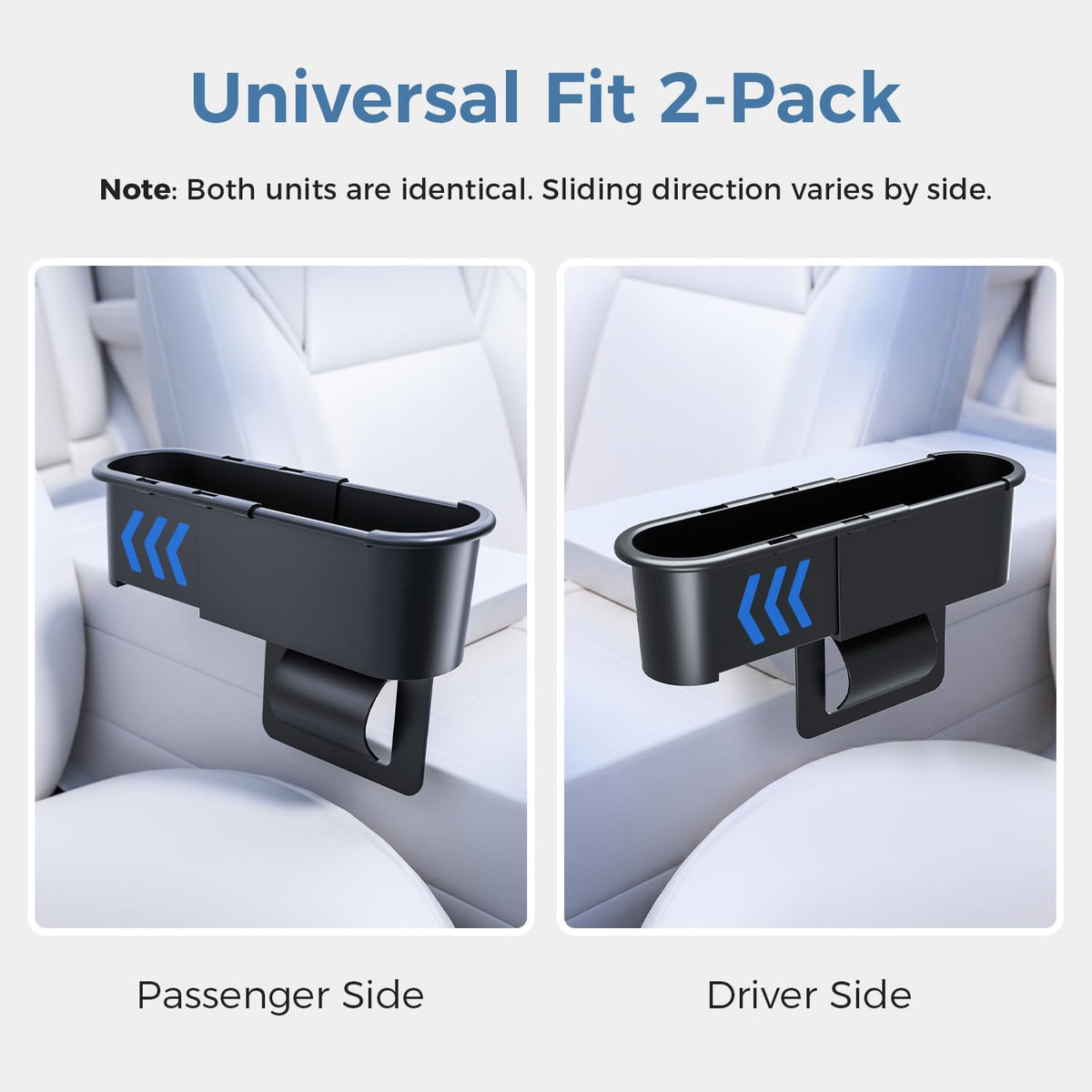 Car Seat Gap Filler Organizer 2 Pack, Adjustable Seat Side Storage Box