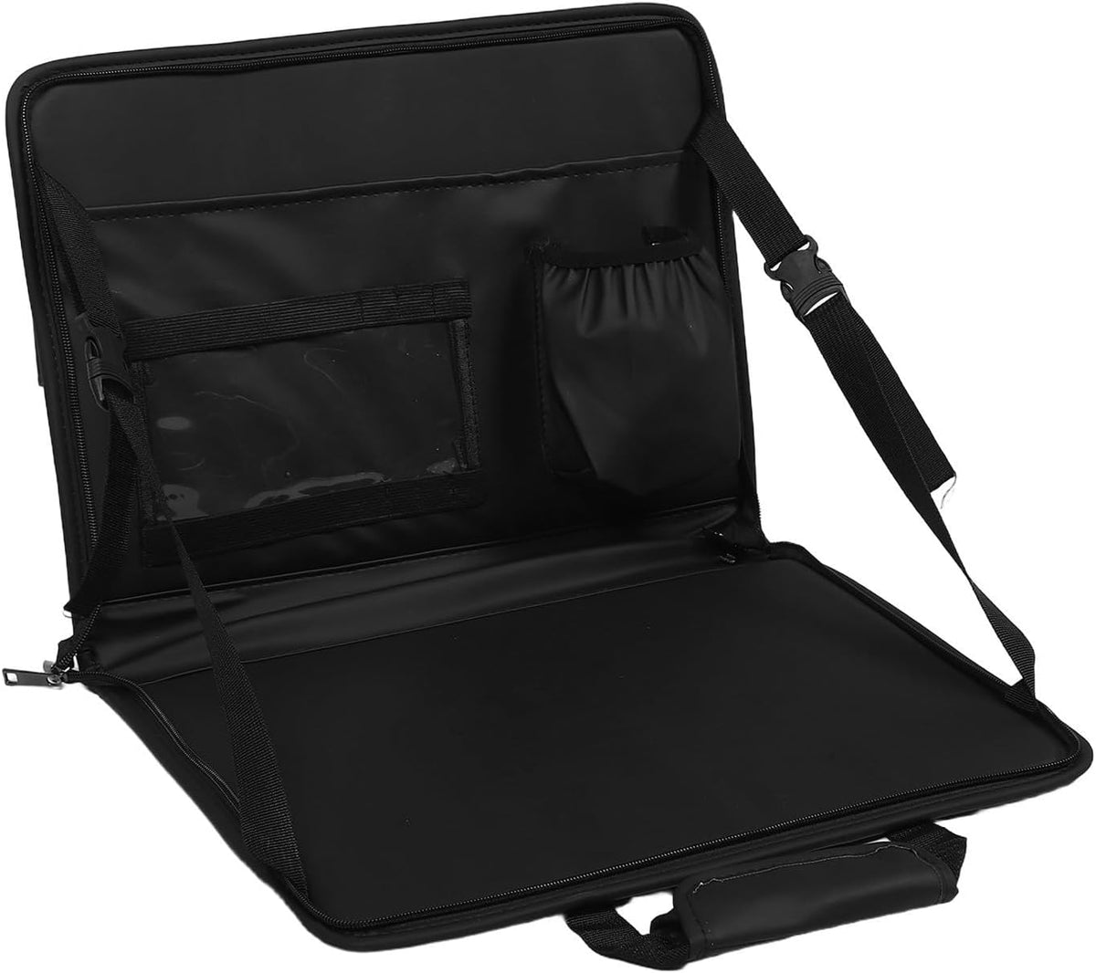 Car Steering Wheel Table Foldable Pu Leather Tray Desk with Storage Bag