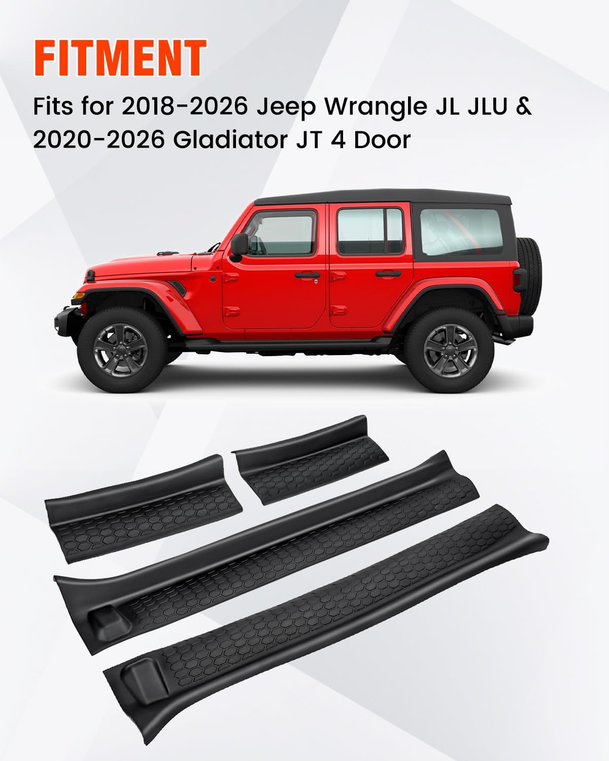 Door Sill Guards Kit Fits 2018-2026 Jeep Wrangler JL JLU Unlimited & JT