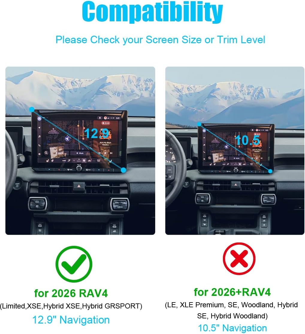 Qi2.2 Max 25W Fast Wireless Car Charger Phone Holder for Toyota RAV4 2026 12.9inch Navigation Screen Car Cell Magnetic Phone Mount for Toyota RAV4 XSE Limited Hybrid GR Sport Interior for iphone 16 17