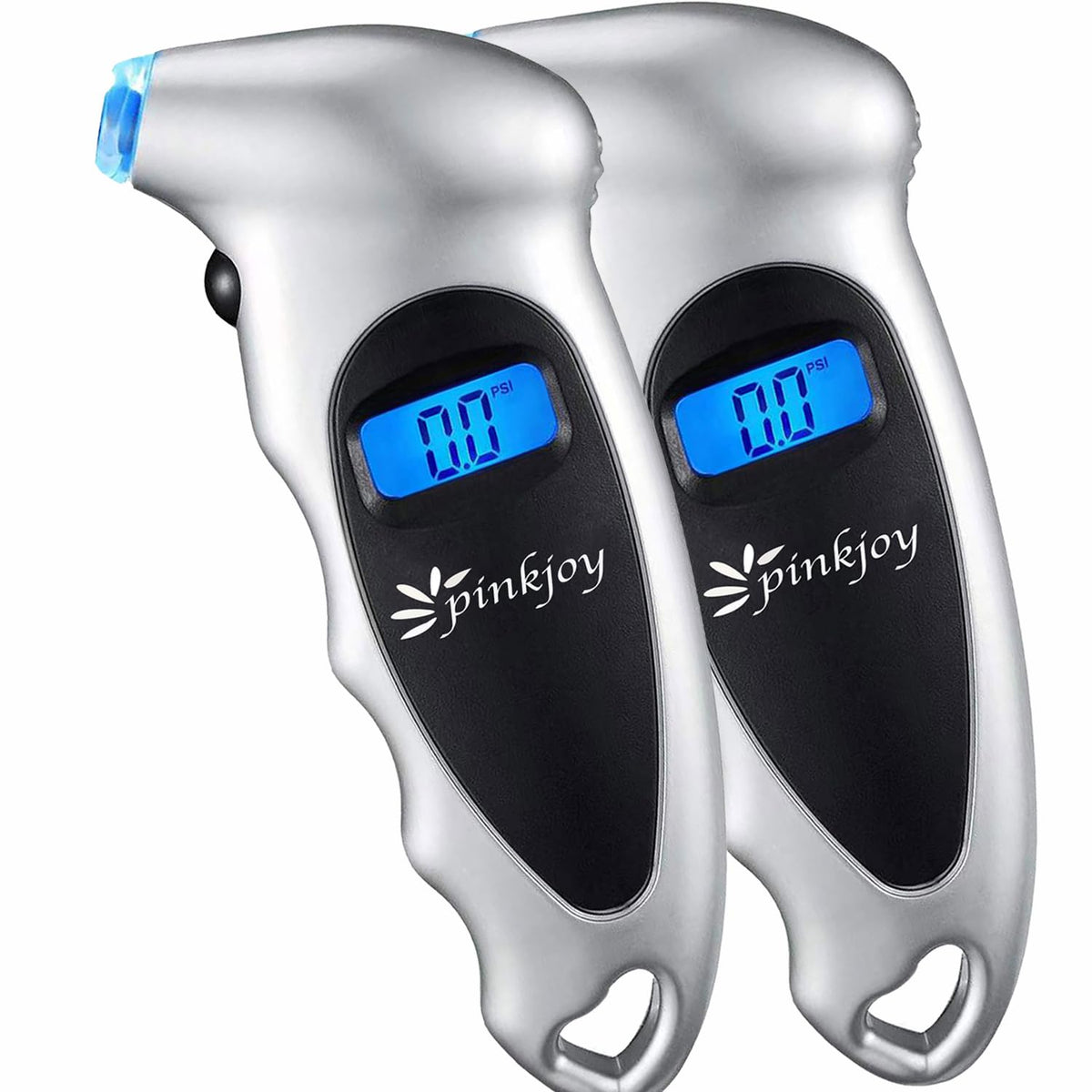 PINKJOY Digital Tire Pressure Gauge 2 Pack 150 PSI, 4 Settings, Tire Gauge for Car, Truck, Motorcycle, Bicycle with Backlit LCD and Non-Slip Grip (Silver)