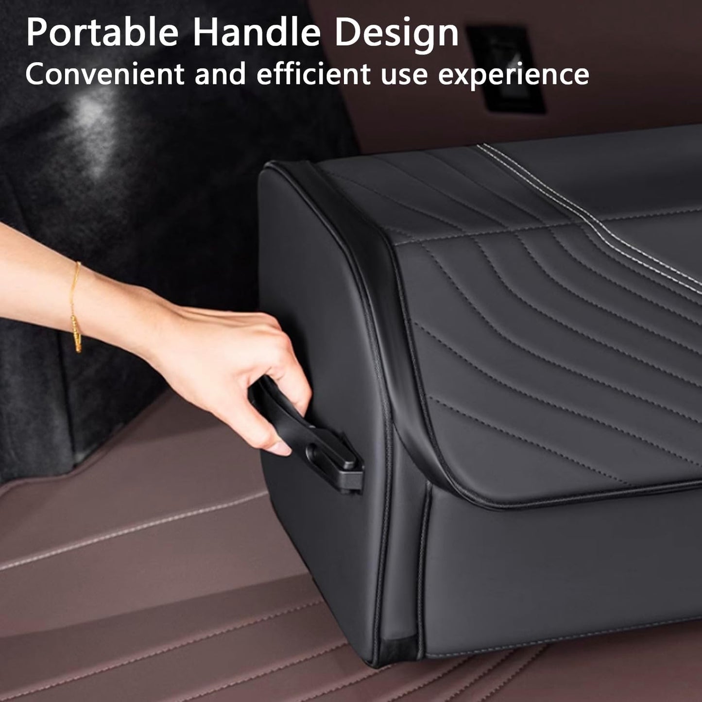 TOPABYTE Car Trunk Organizer with Lid Capacity Collapsible Bag Black, Small | Boot Organization Waterproof Foldable Durable Premium Leather Storage Box Cargo for BMW Jeep SUV Sedan Truck Accessories