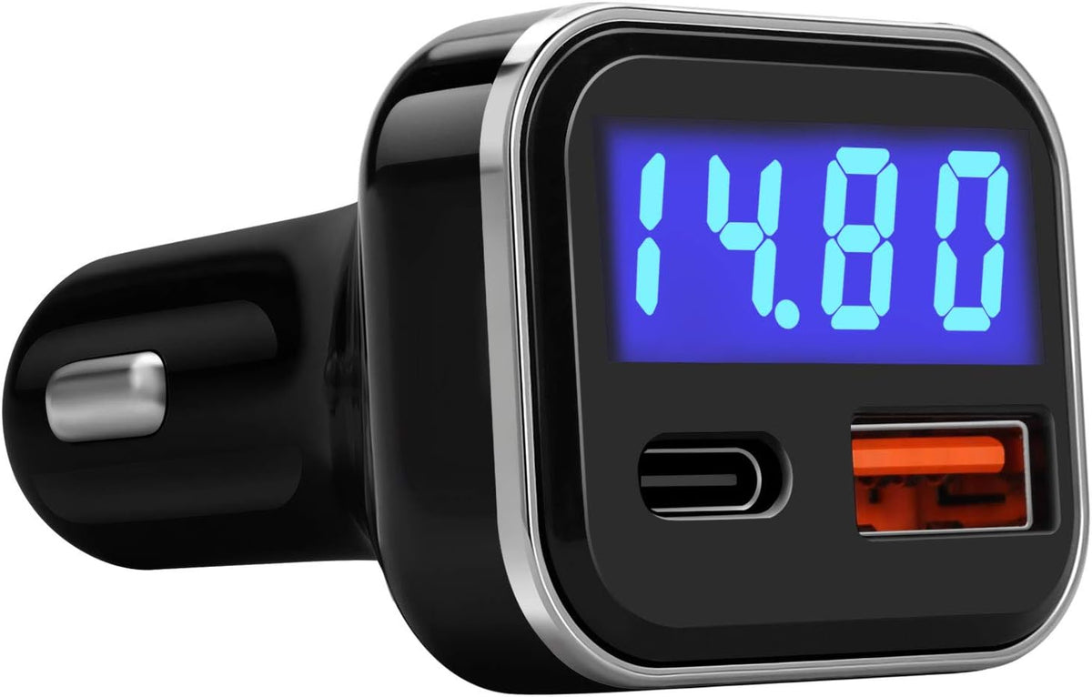 Alivation USB C Car Charger Adapter with Voltage Meter Battery Monitor, 30W Cigarette Lighter Type C Fast Charge Power Delivery & Quick Charge 3.0 with LED Display Compatible With iPhone 15 Galaxy S23